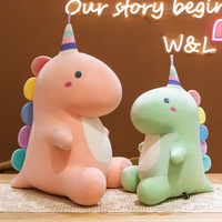 Peluche personnalisée de dinosaure de dessin animé, peluche de licorne en forme de bonbon, oreillers en peluche doux, rembourrage en coton PP, cadeaux pour enfants, animaux en peluche
