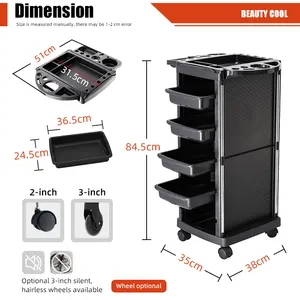 Wholesale Hair Salon Trolley Storage Tray Cart Home Spa Hairdressing Trolley Carton 1 Piece Salon Furniture Plastic Contemporary