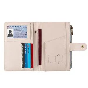 Vente en gros de couverture de passeport en cuir PU personnalisée, meilleur vendeur, portefeuille de voyage avec blocage RFID, porte-cartes de passeport