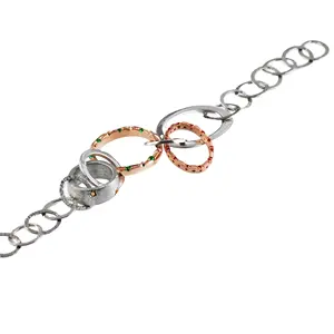 Innovative Italian jewel Silver bracelet mod Shape bicolor and stones