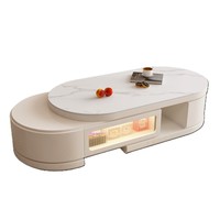 Ensemble combiné table basse rétractable en ardoise de style crème légère et luxueuse pour meuble TV moderne à table centrale simple pour meuble TV