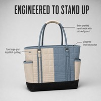 Sac fourre-tout réutilisable en toile de coton matelassé 16 oz, bicolore, avec logo personnalisé, pour café et chaîne de magasins de café, couleur assortie