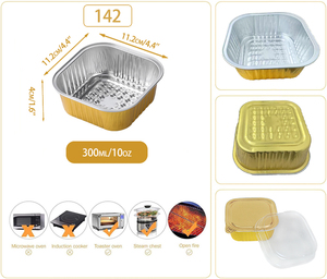 Square 300ml Disposable Aluminum Foil Loaf Cake Baking <strong>Pans</strong> Dessert Cup Aluminum Foil Mini Cake <strong>Pans</strong> <strong>with</strong> <strong>Lids</strong> - Product Image 3