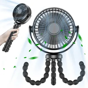 Flexible Battery Operated Stroller Fan For Baby Small Portable Handheld Mini Fan With Power Bank 5200mAh