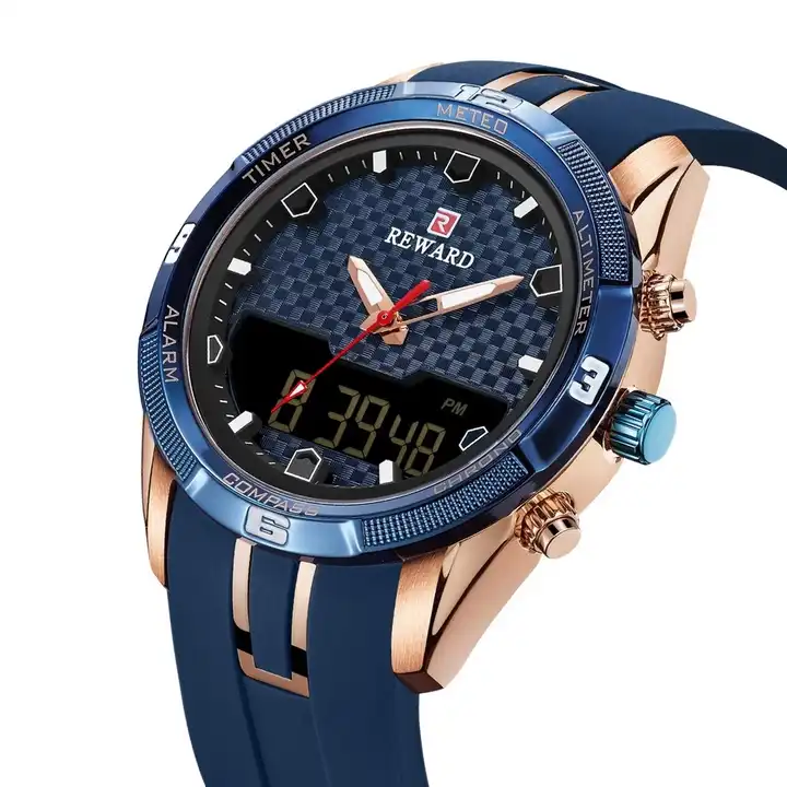REWARD Men's Watch Modern Chronograph Sport 24 Hour Watch Iridescent  Crystal Color Bright Glass Waterproof Wrist Watches - AliExpress