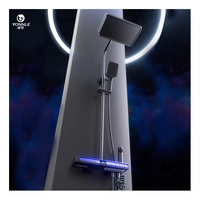 Nouvel ensemble de robinetterie de bain et de douche thermostatique intelligent en acier inoxydable avec jet de pluie massant et barre coulissante