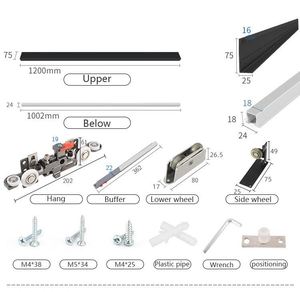 Kit de quincaillerie dissimulée WEKIS en alliage d'aluminium durable pour porte de grange, avec vis, pour système coulissant d'entrée de cuisine et salle de bain - Product Image 3