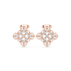 Pendientes de Oro Rosa con Diamantes Cultivados en Laboratorio, Corte Redondo, Chapados en Oro Étnico de 9K, Oro Sólido, Unisex, Regalo para Bodas y Fiestas - Product Image 1