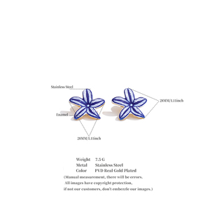 JINYOU 5897 Boho Beach Starfish Nautical Theme <strong>Blue</strong> White Glazed Enamel Stainless Steel Trendy <strong>Stud</strong> <strong>Earrings</strong> - Product Image 6