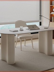 Mesa de Computadora Metálica de Estilo Simple, Color Blanco Puro, Estilo Nórdico Moderno para el Hogar, Superficie de Tablero Artificial, Plegable, Ecológica, Pequeña - Product Image 3