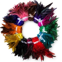 Plumes de coq Schlappen de 8-10 pouces, teintes, en guirlande, pour costumes de carnaval et décoration de vêtements