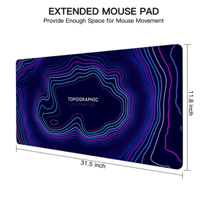 Grand <span class=keywords><strong>tapis</strong></span> de bureau de jeu topographique imperméable antidérapant de 80x30 cm avec effet néon pour joueur PC, configuration clavier <span class=keywords><strong>souris</strong></span> Vaporwave en stock - Product Image 4