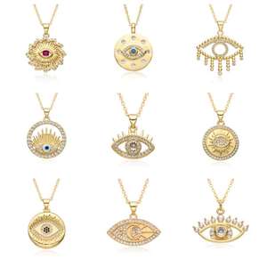 ขายส่งโชคพระเครื่องจี้ป้องกันCZตาชั่วร้ายสร้อยคอทองสําหรับผู้หญิง - Product Image 2