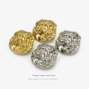 45MM Oversized <strong>Metal</strong> Pleated <strong>Buttons</strong> Gold Plated for Upscale Suit Coat - Product Image 1