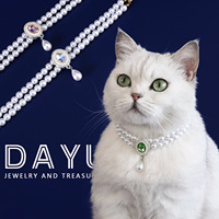 Nouveauté : Collier de luxe pour chat et chien, accessoires pour animaux de compagnie, tendance, multi-tailles, double couche, pendentif en perles et pierres précieuses