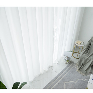 Voilages en mousseline de coton blancs, translucides, à passe-tringle, à ouverture bipartite gauche et droite, 50% coton, prêts à poser - Product Image 3