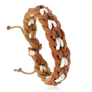 Wholesale Men's Leather Bracelet Vintage Hand Woven Leather Rope Ethnic Style Handwoven Hip-hop Bracelets