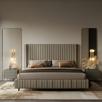 Style moderne hôtel tissu king size tatami lit villa chambre de luxe rembourré lit double meubles personnalisable