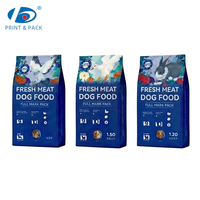 Sacs d'emballage pour aliments pour chiens avec logo personnalisé, pour l'emballage de viande séchée, sac à fond plat haute barrière avec fermeture éclair