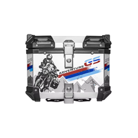 Boîte arrière universelle robuste en acier inoxydable noir pour moto, 45 litres, avec serrure