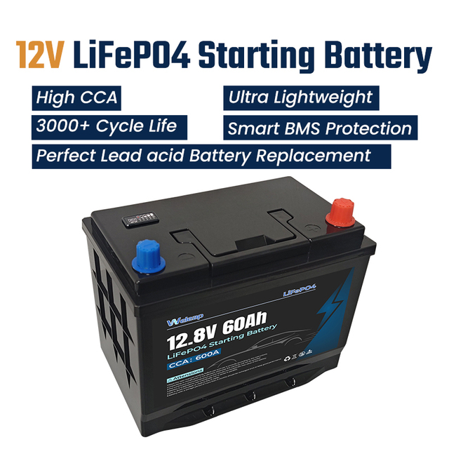 800CCA LiFePO4 Battery 12V 60Ah Low Self-discharge Starter Battery for Long Storage Car Starting Battery,Emergency Start