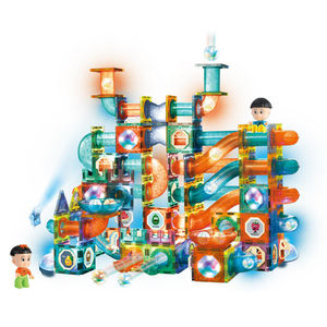 الاطفال التعليمية الجذعية لعب المغناطيسي البلاط مع مصباح ليد الرخام تشغيل المغناطيسي بناء كتل مجموعات الالعاب للأطفال - Product Image 1
