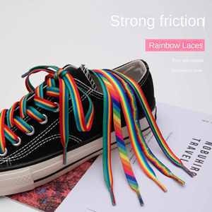 Cordones Planos Degradados de Seis Colores al por Mayor, Patrón Arcoíris, para Zapatillas Casuales, 8mm de Ancho, Hechos de Poliéster Duradero, Venta Transfronteriza - Product Image 3