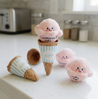 Jouet en peluche Kawayyi 2 en coton pour animaux de compagnie avec simulation de nourriture cachée et design crème glacée pour chats et chiens - Jouet d'alimentation lente