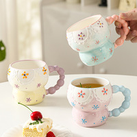 Mug en céramique écologique créatif, design mignon de dessin animé peint à la main en trois dimensions, compatible micro-ondes, pour boissons chaudes, Saint-Valentin