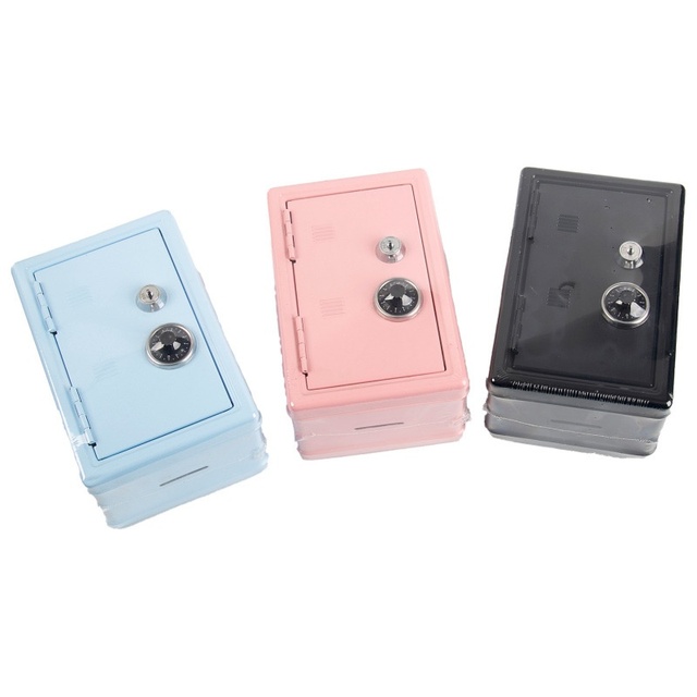 Lockable Mini Metal Creative Piggy Bank Key Lock Safe Money Box Savings Bank for Children