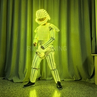 Richshining New LED Man Robot Armor LED Glowing Suit Led Luminous Performance Costume de fête d'Halloween avec casque pour spectacle sur scène