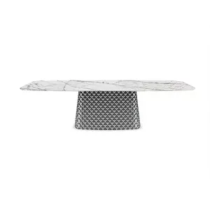 Ý tối giản atrium gốm bàn ăn laminam hình chữ nhật thiết kế tối giản nhà bàn ăn nhà hàng bàn dài