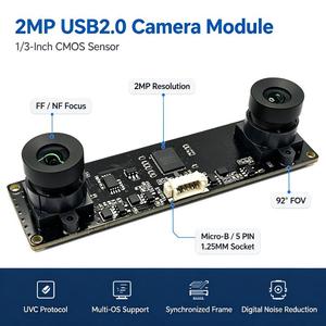 Module de caméra stéréo à double objectif 2MP, synchronisation matérielle 3840 × 1520 USB2.0 72dB pour la vision industrielle et la reconstruction 3D - Product Image 1