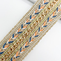 Vente Flash : Broderie Décorative Faite Main de Luxe Traditionnelle en Polyester Tricoté avec Paillettes Métalliques Or et Argent