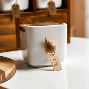 Juego de Recipientes Apilables Clásicos para Cocina, Recipientes de Cerámica con Soporte de Bambú - Product Image 5