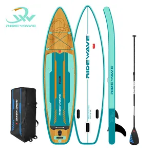 2023 fabricants personnalisés debout gonflable en bois bambou motif paddle board eau planche de surf paddleboard sup gonflable