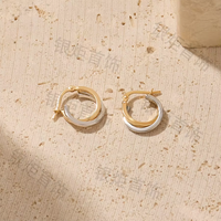Boucles d'oreilles double cerceau torsadées bicolores LOZRUNVE en argent sterling 925 plaqué or 18 carats et or 14 carats