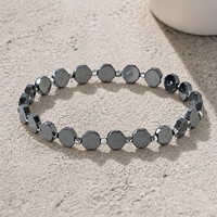 Bracelet en hématite fait main pour homme, perles octogonales, tissé géométrique, mode porte-bonheur, vente en gros