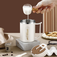 Tasse à café en acier inoxydable à double paroi anti-brûlure Gobelets officiels avec poignée pour l'école, le bureau et le camping