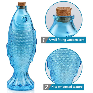 Bán Sỉ Chai Rượu Hình Cá Rỗng 500Ml Chai Thủy Tinh Màu Xanh Dương Xịt Rượu Whisky - Product Image 4