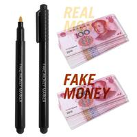Stylo détecteur de billets contrefaits avec pointe biseautée améliorée, encre bleue/noire, largeur d'écriture 10 mm, portable pour vérification sur papier