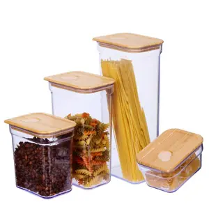 Portable 380ml Food Storage Box Plastic Jar With Bamboo Lid