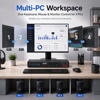 Conmutador KVM HDMI 4K60 de 2 Puertos, Conmutador USB 3.0 de 4 Puertos para Compartir Teclado, Ratón y Monitor con Control Remoto IR RS232