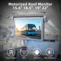 Écran de divertissement Android ViewTech 15,6 pouces, écran de voiture motorisé rabattable, écran de toit de voiture SD USB HDMl pour fourgonnette, autocar, camping-car