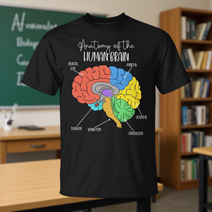 Anatomie du cerveau humain, diagramme de neurologie, t-shirt coloré sur le cerveau - Product Image 3