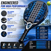 Raquette de padel professionnelle en fibre de carbone 16k, surface rugueuse, noyau EVA, raquette de padel de tournoi, vente en gros, logo personnalisé, prix d'usine