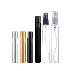 Botella de vidrio de lujo para Perfume, espray rellenable de 5ml, 10ml, 15ml, dorado y plateado, transparente