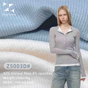 Tissu en mélange de <span class=keywords><strong>viscose</strong></span> 92% et élasthanne 8% 260 g/m², tricot interlock côtelé et brossé, matériaux extensibles pour vêtements décontractés pour femmes - Product Image 1