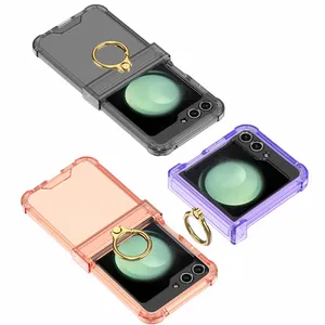 Soporte de anillo de silicona Funda transparente para Samsung Galaxy Z Flip 3 4 5 5G Flip3 <span class=keywords><strong>Flip4</strong></span> Bisagra Protección todo incluido Flip5 Funda de lujo - Product Image 5