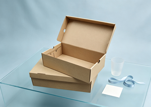 Integrated Flip-top Eco-Friendly <b>Recyclable</b> Portable Shoe <b>Box</b> Made Corrugated Kraft Paper Self-locking Closure No Adhesive - Product Image 3